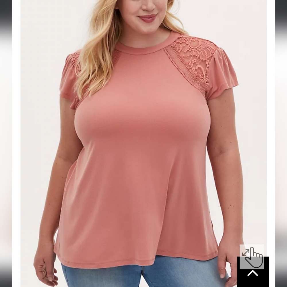 Torrid Plus Size Lace Crepe Blouse